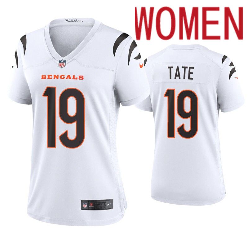 Women Cincinnati Bengals #19 Auden Tate Nike White Game NFL Jersey